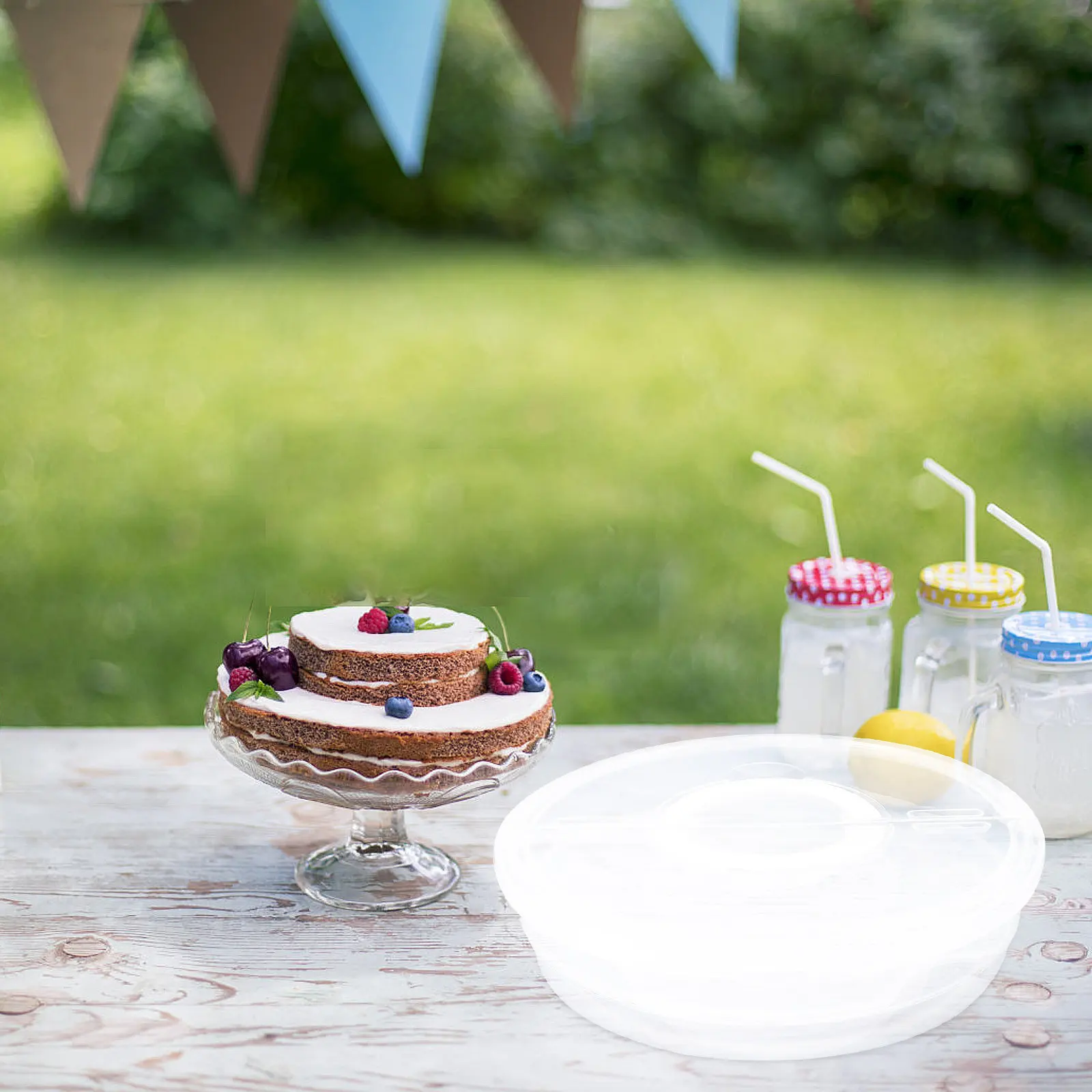 2 Recipientes Transparentes para Almacenamiento de Alimentos con Tapas y Asas para Tartas, Pizzas, Tortillas, Pasteles, Apilables, Conservadores de Frescura