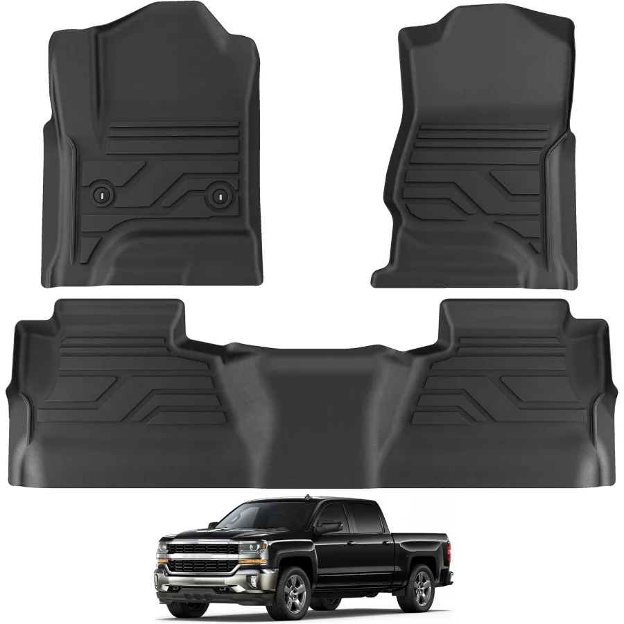 

Напольные вкладыши AllWeather TPE Custom Fit для Chevy Silverado GMC Sierra 1500 Crew Cab 20142018 и Silverado Sierra 2500 2015-2019 гг.