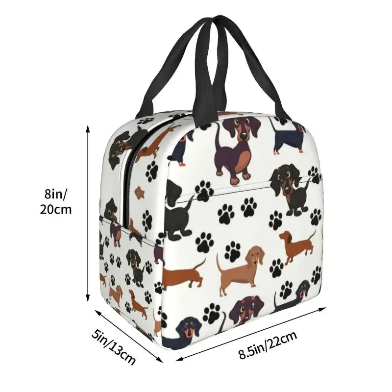 Custom Dachshund Animal Paw Lunch Bag Men Women Cooler Thermal Insulated Lunch Box for Kids School Children