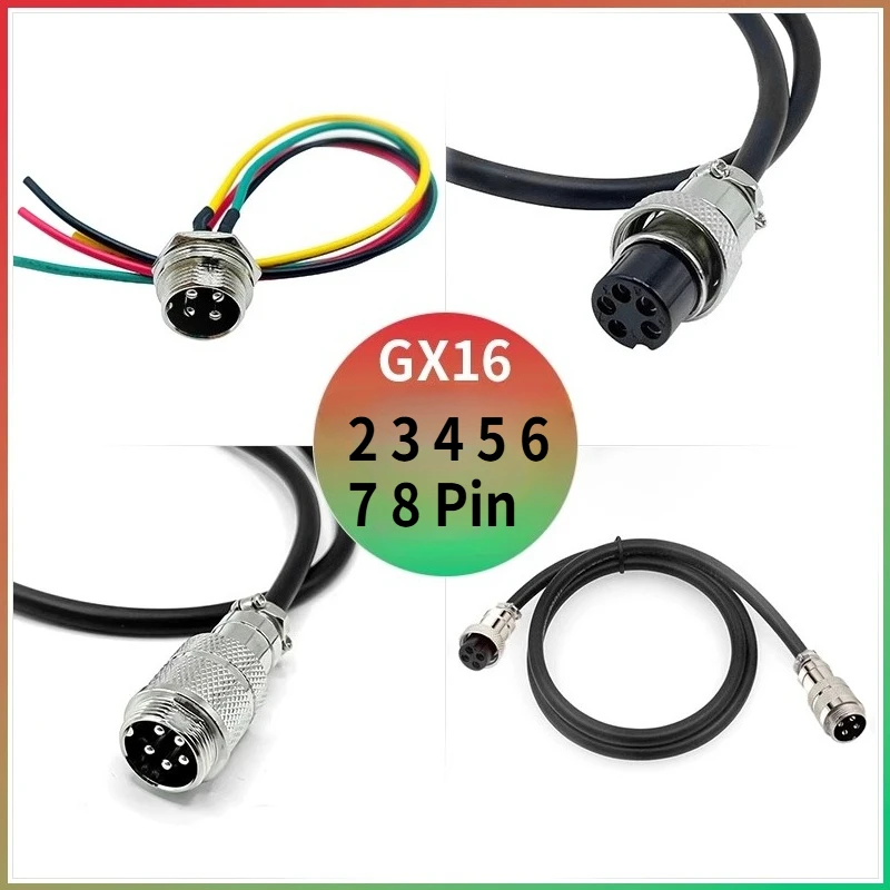 

GX16 2 3 5 6 7 8 9 10 Pin Aviation Plug Socket Connection Wire Industrial Grade Male Female Connector Extension Line 20-300CM