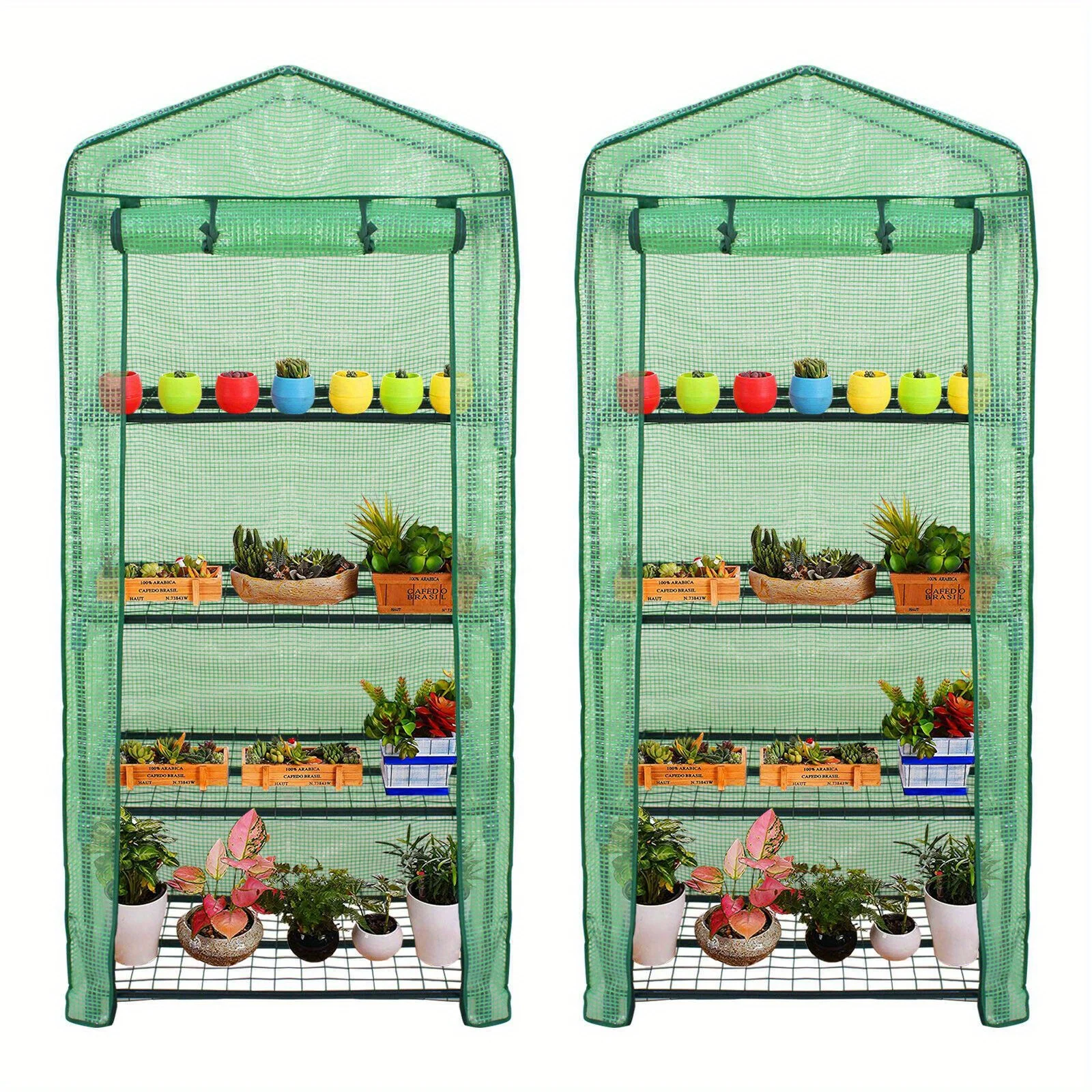 2PCS Mini Greenhouse Hot Garden House Plant Flower Green House w/PE Cover 4-Tier