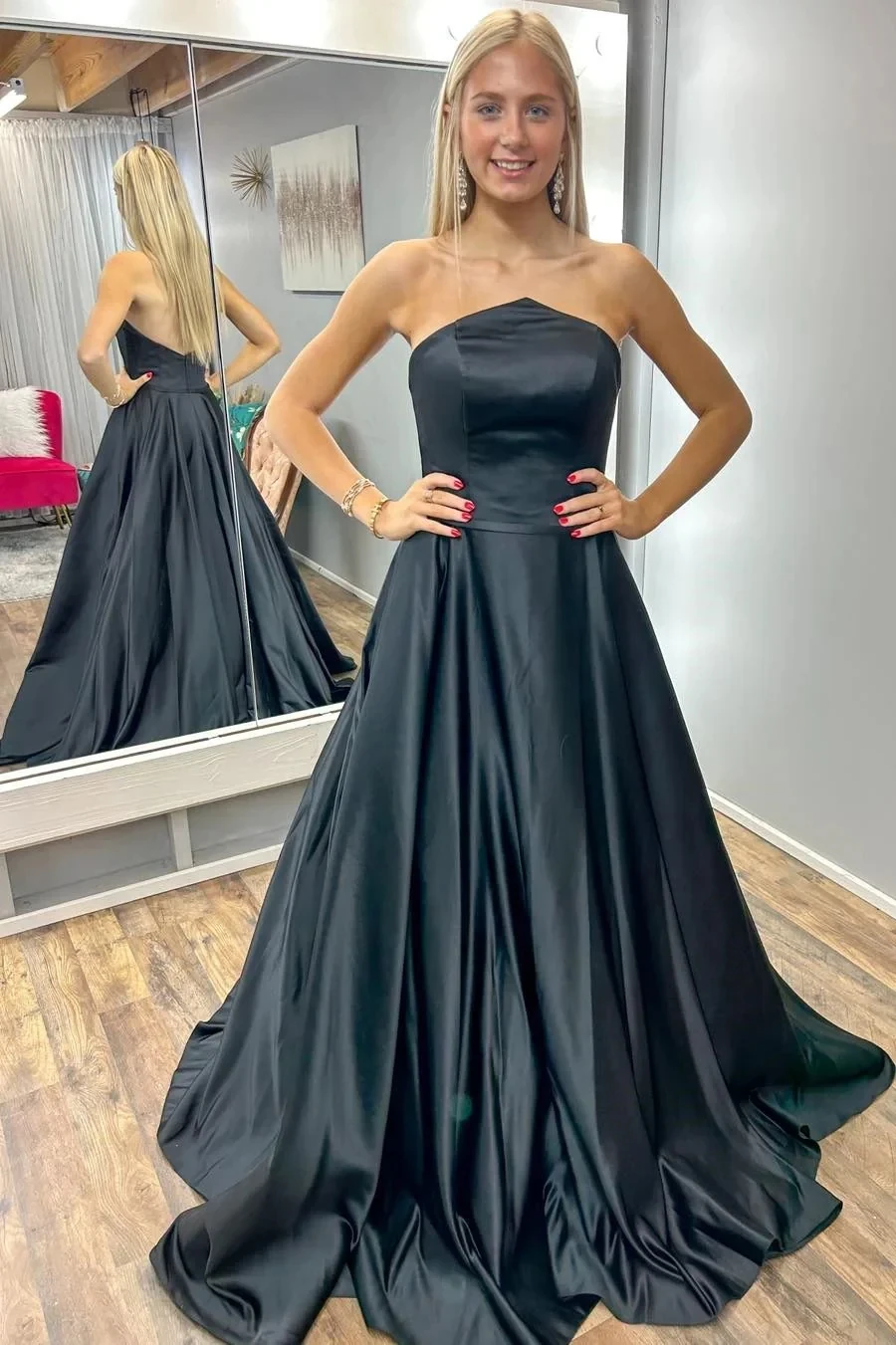 Customized A Line Black Evening Dresses Sleeveless Court Train Prom Birthday Party Gowns Formal Occasion Vestido De Noche