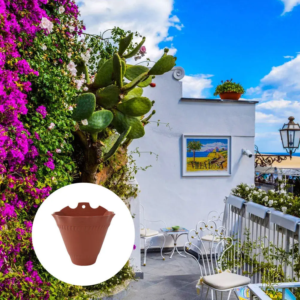 

2Pcs Cone Shape Resin Hanging Flower Pots Wall Mounted Planters Indoor Succulent Holders Wall Hanging Flowerpot Decor