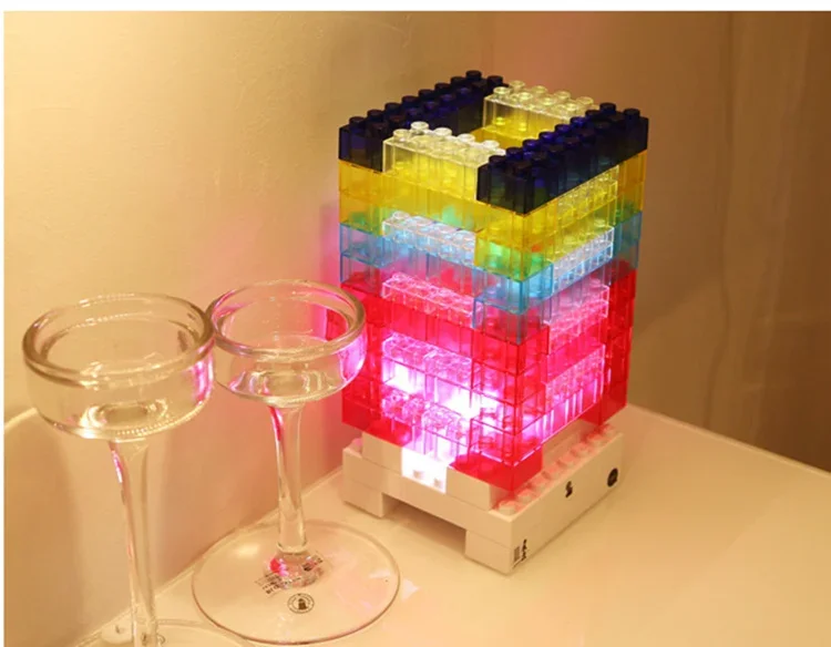 

[New] DIY 7 colours LED light rainbow building blocks Office building model sleep lamp decorative Brick lamp toy kids baby gift