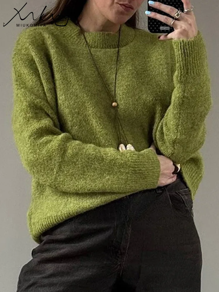 Women's Warm Knit Winter Sweater - O Neck Pullover Jumper