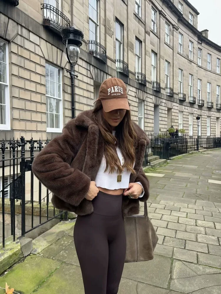 

Warmth Vintage Sle Simple Elegance Bear Coat Eco-friendly Fur Jaet ort Outerwear for Women Long Sve Regular Sve