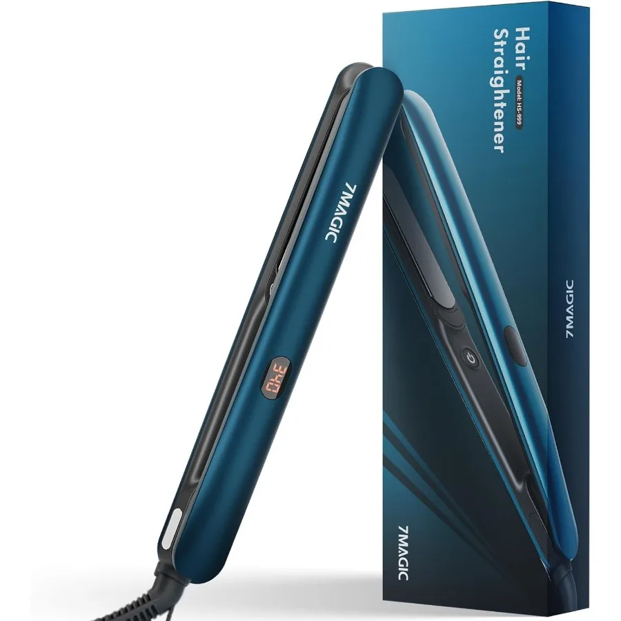 1 Inch Flat Iron Titanium Ceramic Hair Straightener for All Hair Types with Fast Heat Up Anti-Frizz Ionic Floating Plates for S