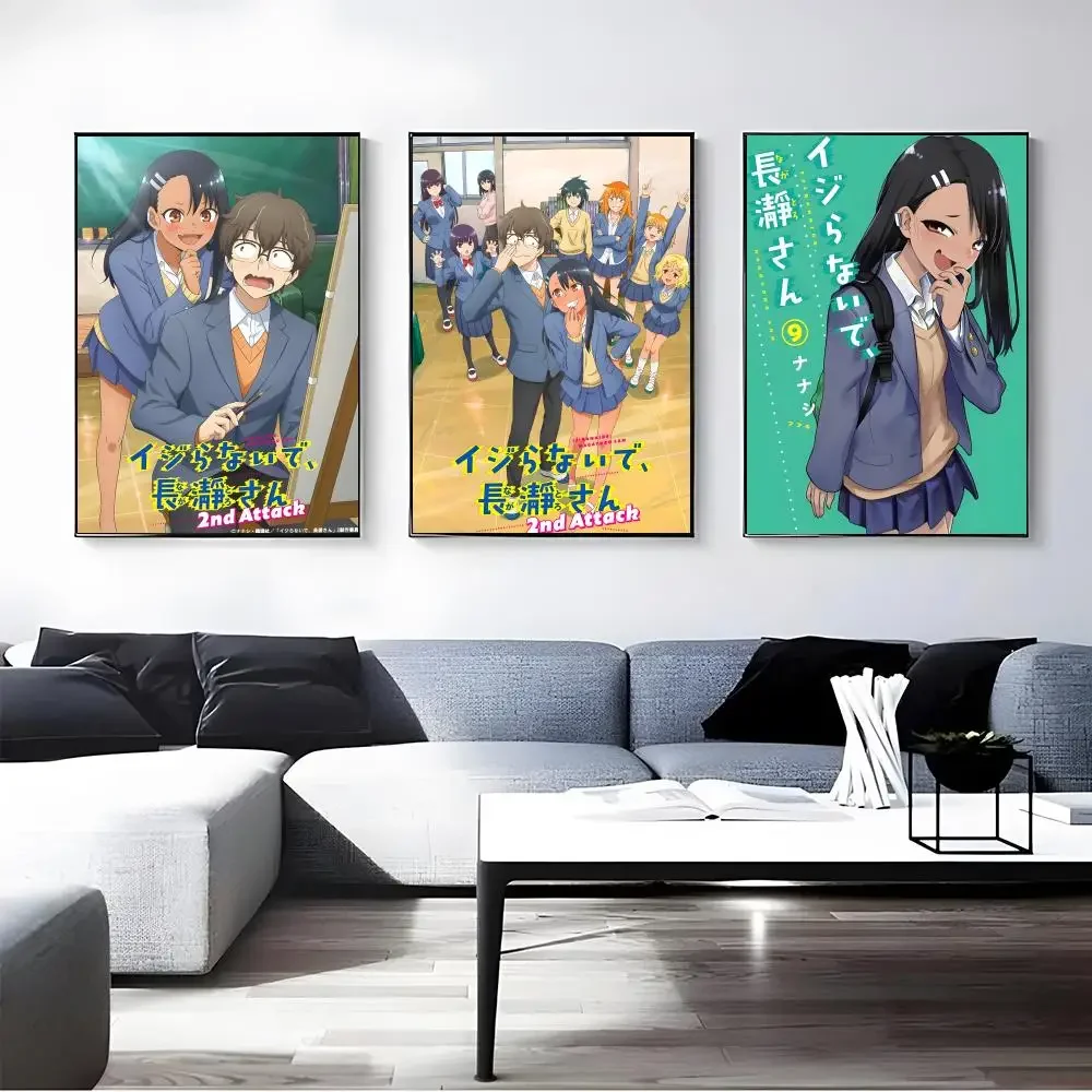 Anime Dont Toy With Me Miss Nagatoro Poster Self-adhesive Art Waterproof Paper Sticker Coffee House Bar Room Wall Decor
