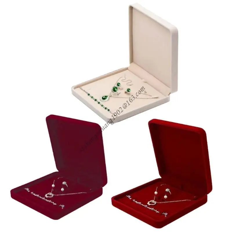 

Q6RB Stylish Velvets Jewelry Holder Necklace Earring Rings Bracelet Display Box Storage Case for Gifting and Use