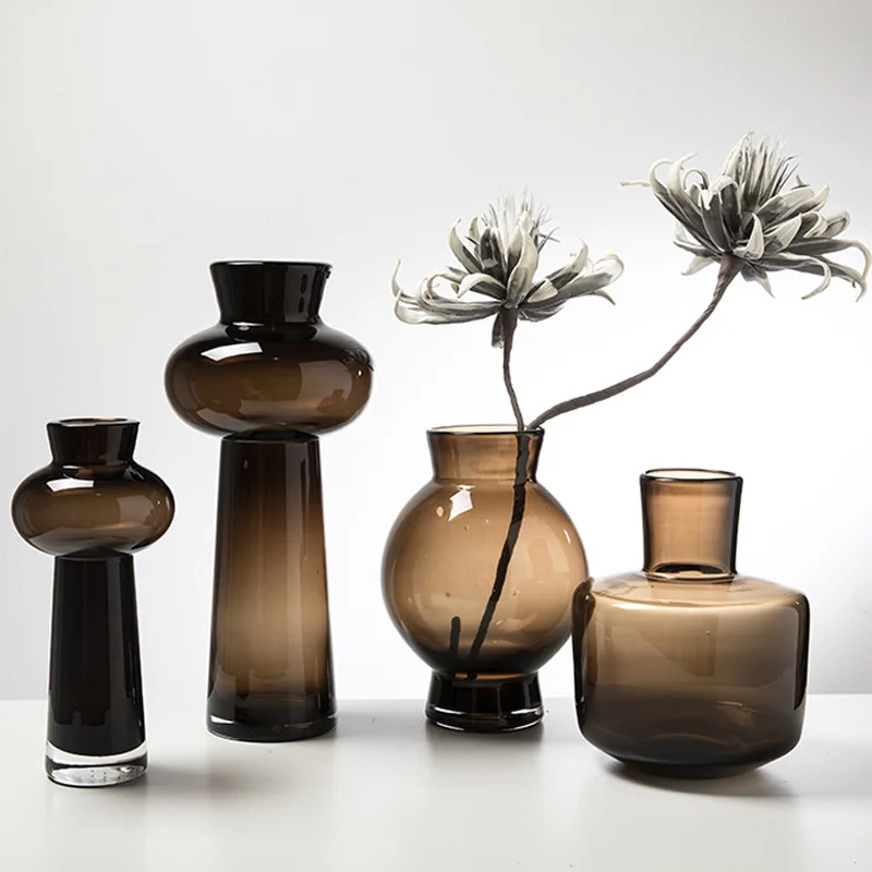 

Nordic Home Decor Heavy Glass Vase Living Room Decoration Flower Arrangements Desktop Hydroponic Vase