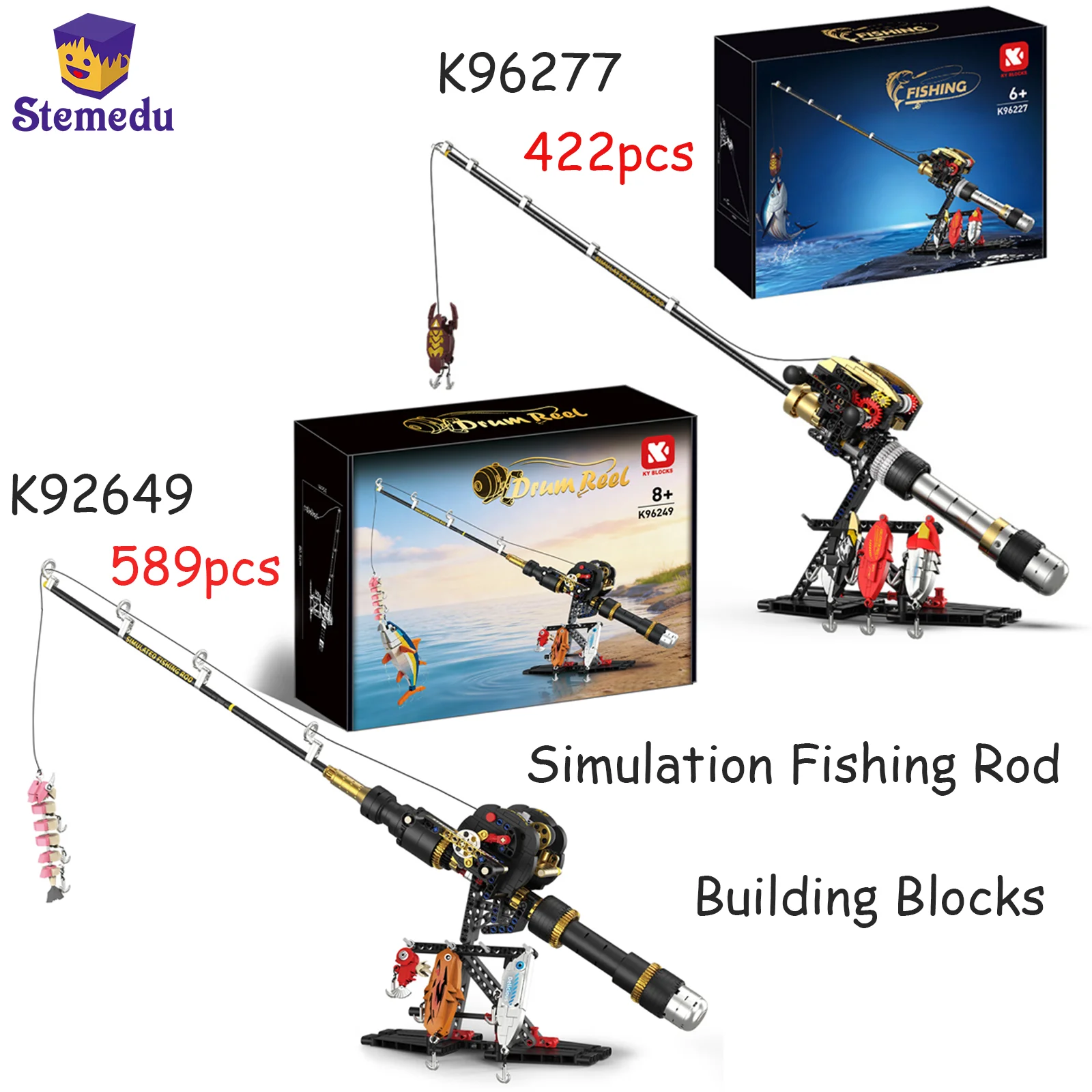 シミュレーションギアリール釣り竿ビルディングブロックモデルクリエイティブフィッシングゲーム教育玩具大人子供誕生日プレゼントk96227-k96249