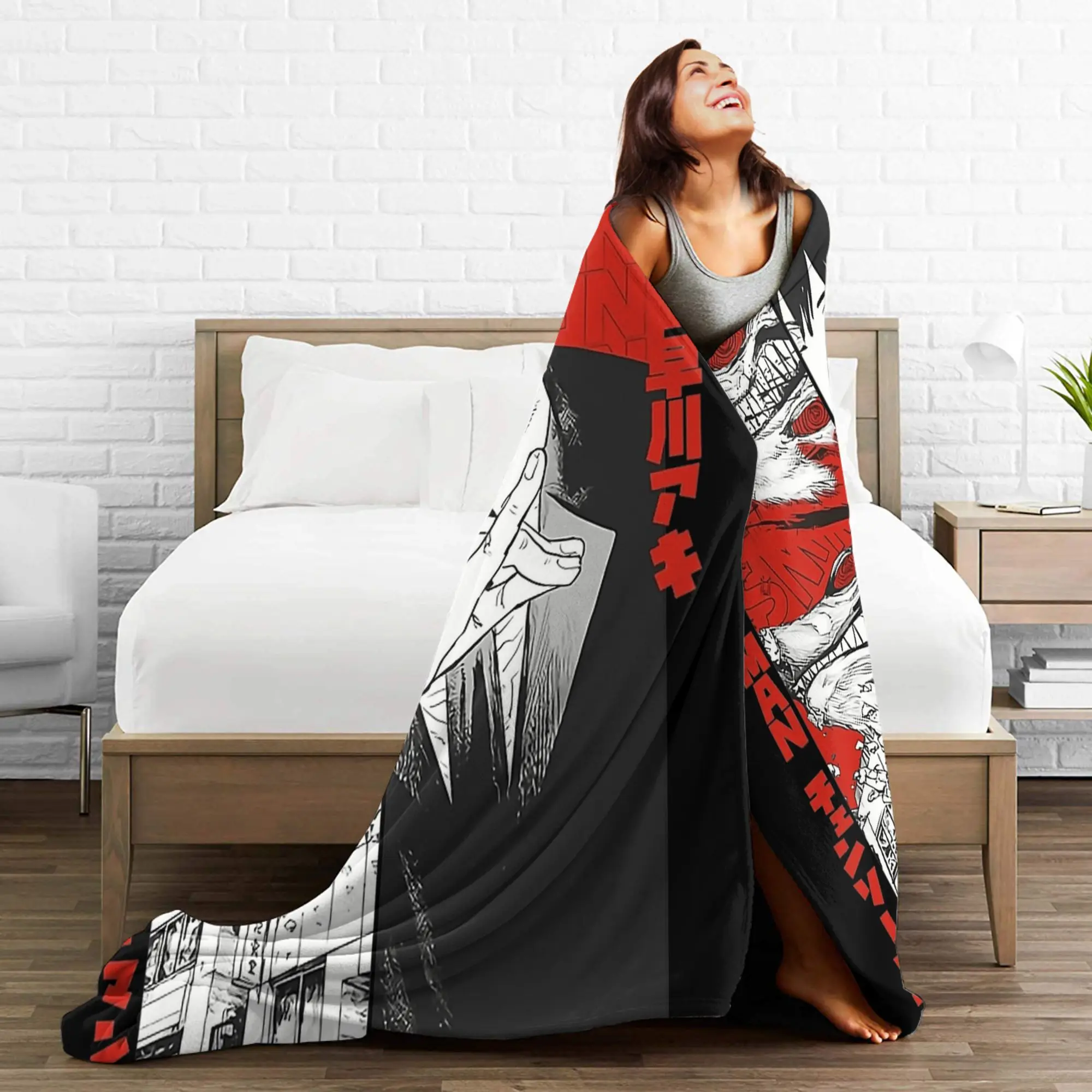 بالمنشار الرئيسي أنيمي دينجي بطانية قطيفة للأطفال الكبار الفانيلا رمي بطانية للخارجية لينة جودة مخصصة المفرش هدية فكرة