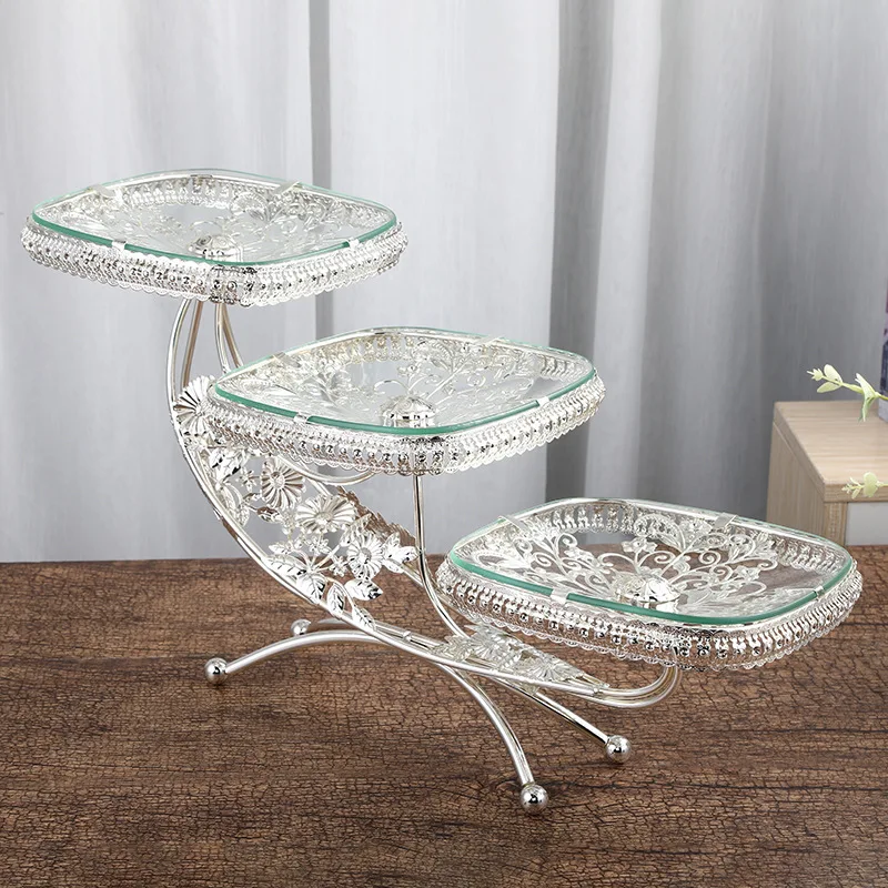2023 new European fruit plate creative light luxury kvv home multi-layer pastry plate, living room snack storage plate