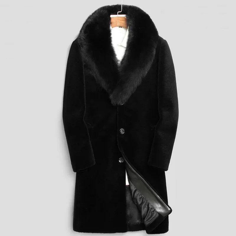 

Faux Fur Men Clothing Ankle Length Coat Cardigan Long Sleeve Thick Warm Fur Outerwear High Street Solid Open Stitch Loose