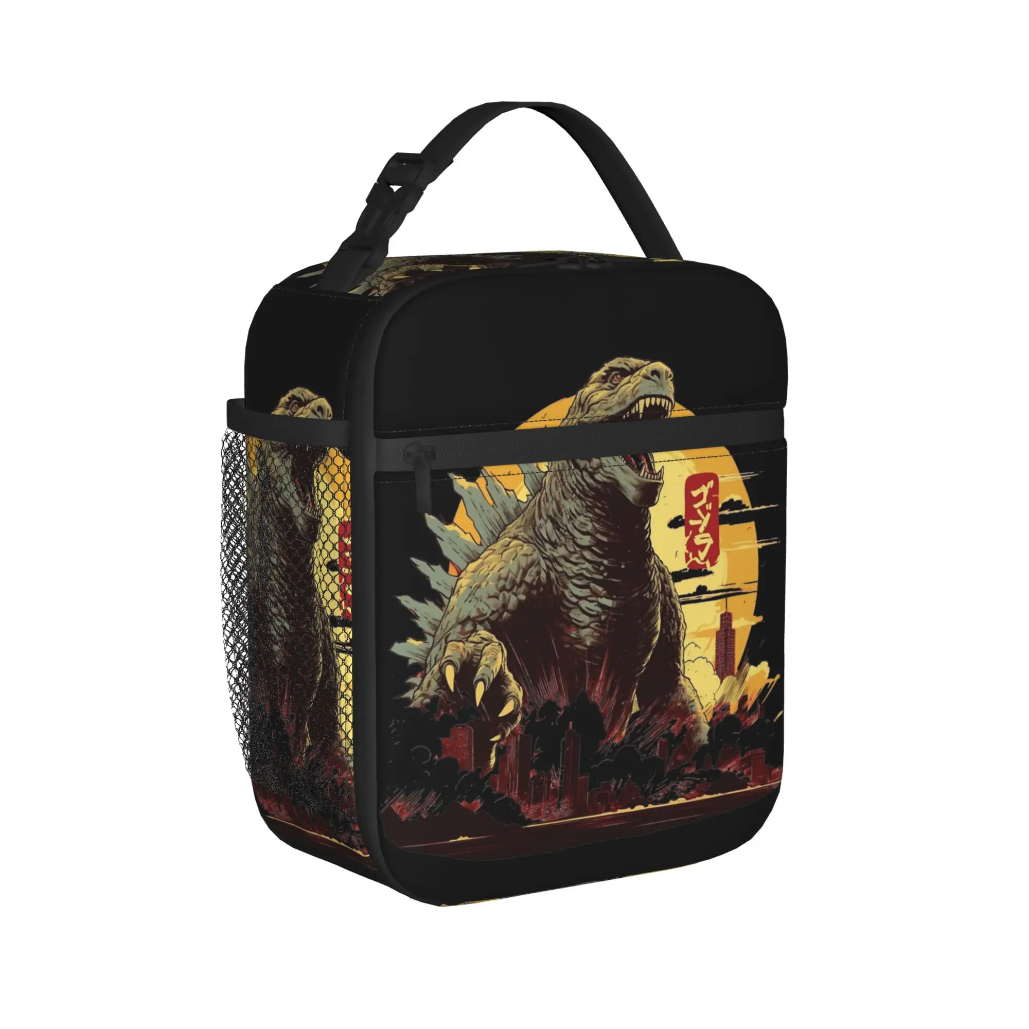 Godzillaed Insulated Lunch Bag High Capacity City Destruction Meal Container Thermal Bag Lunch Box Tote College  Bento Pouch