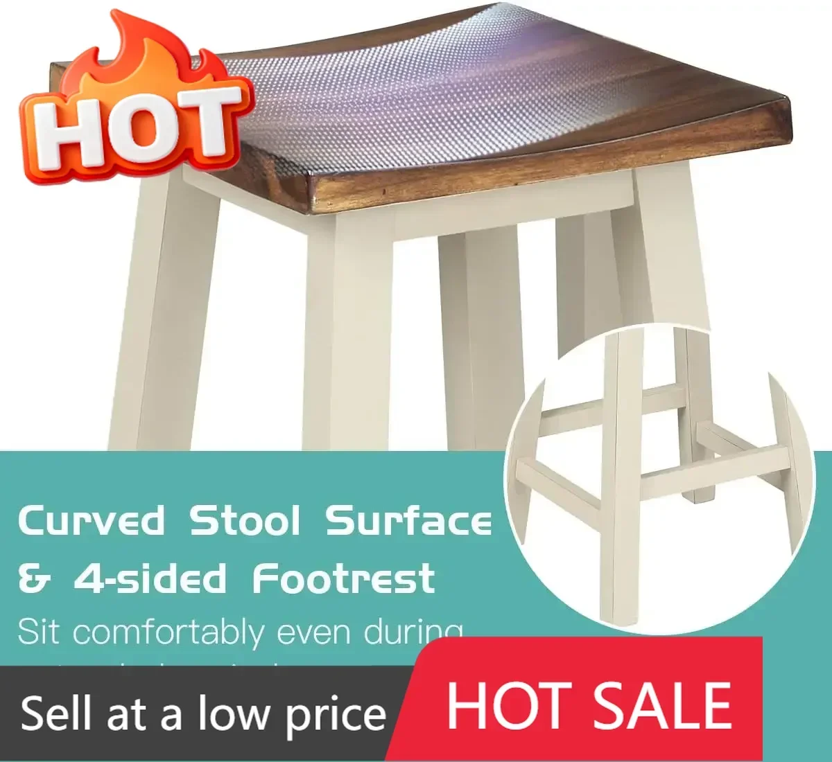 

3 Piece Pub Dining Set, Counter Height Pub Table with 2 Saddle Bar Stools, Tavern Collection Table Set for Living Room, Kitchen,