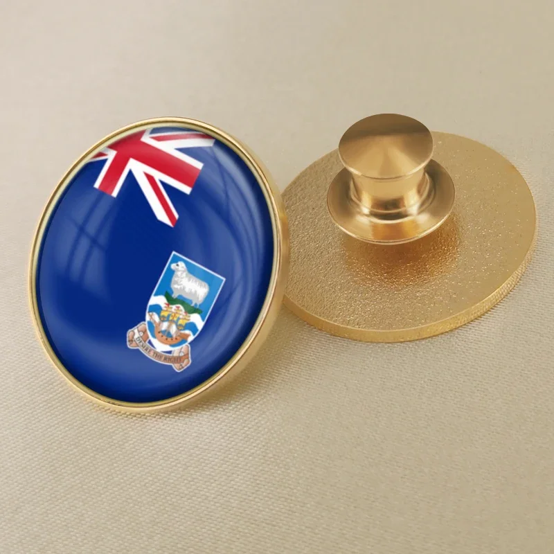 Falkland Islands Map Flag National Emblem Brooch Badges Lapel Pins