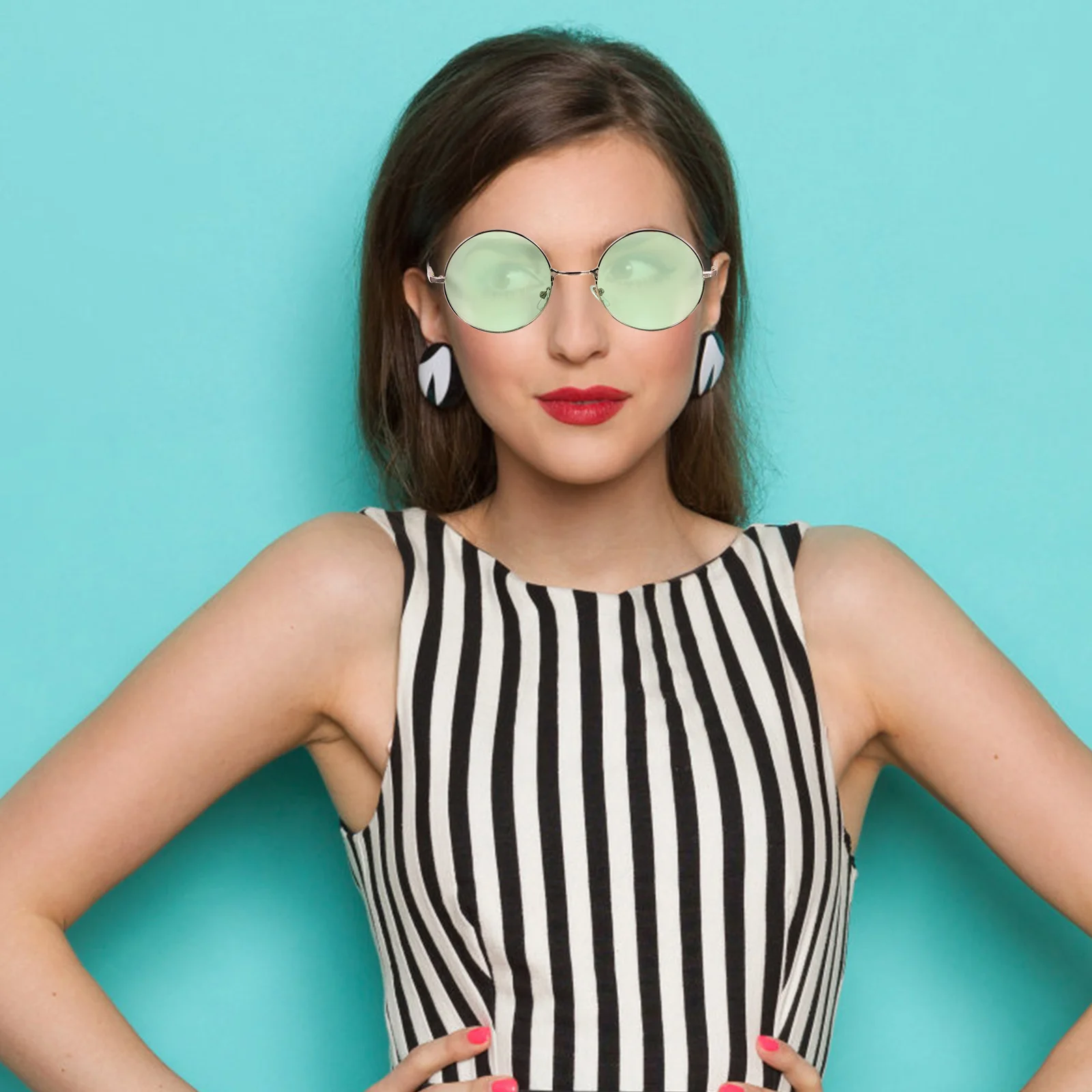 نظارات شمسية دائرية كبيرة الحجم للحماية من الأشعة فوق البنفسجية 400 للرجال والنساء بإطار ذهبي وخفيف الوزن ومتين