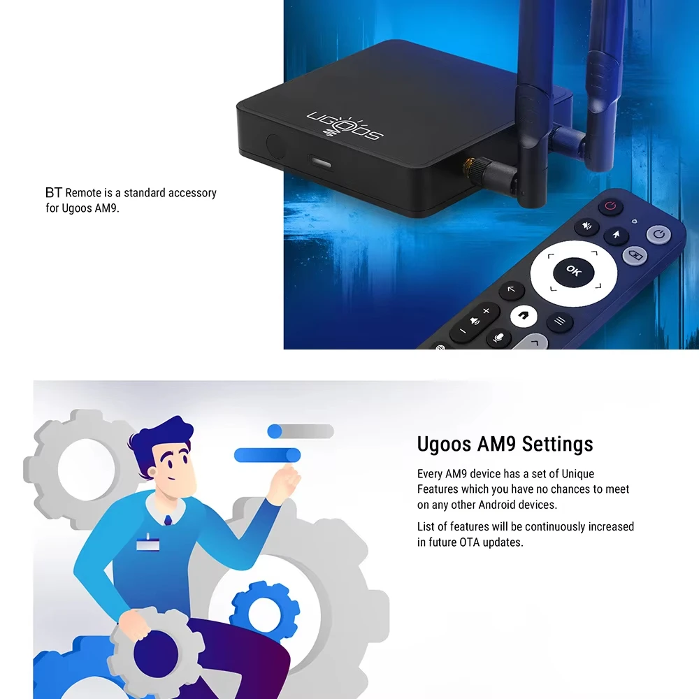 Ugoos AM9 Smart TV Box Android 14 Amlogic S905x5 4 ГБ 64 ГБ WiFi BT5.2 1000M HDR Android Set Top Box Медиаплеер Supoprt AI-SR