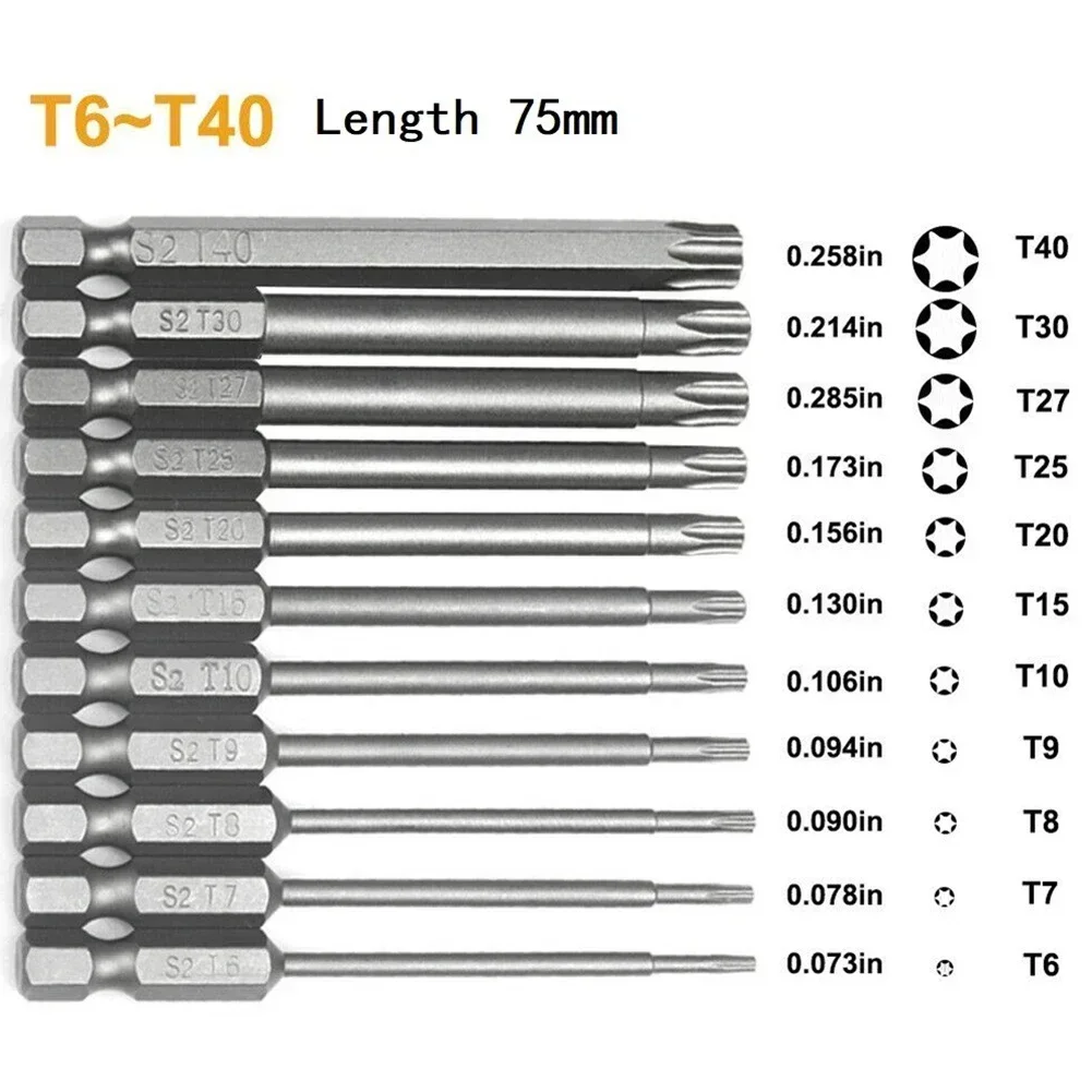 1pc Torx Screwdriver Bit 1/4 Inch Hex Shank Magnetic Screwdrivers Alloy Steel Screw Drivers Drill Bit Hand Tools Solid Screw