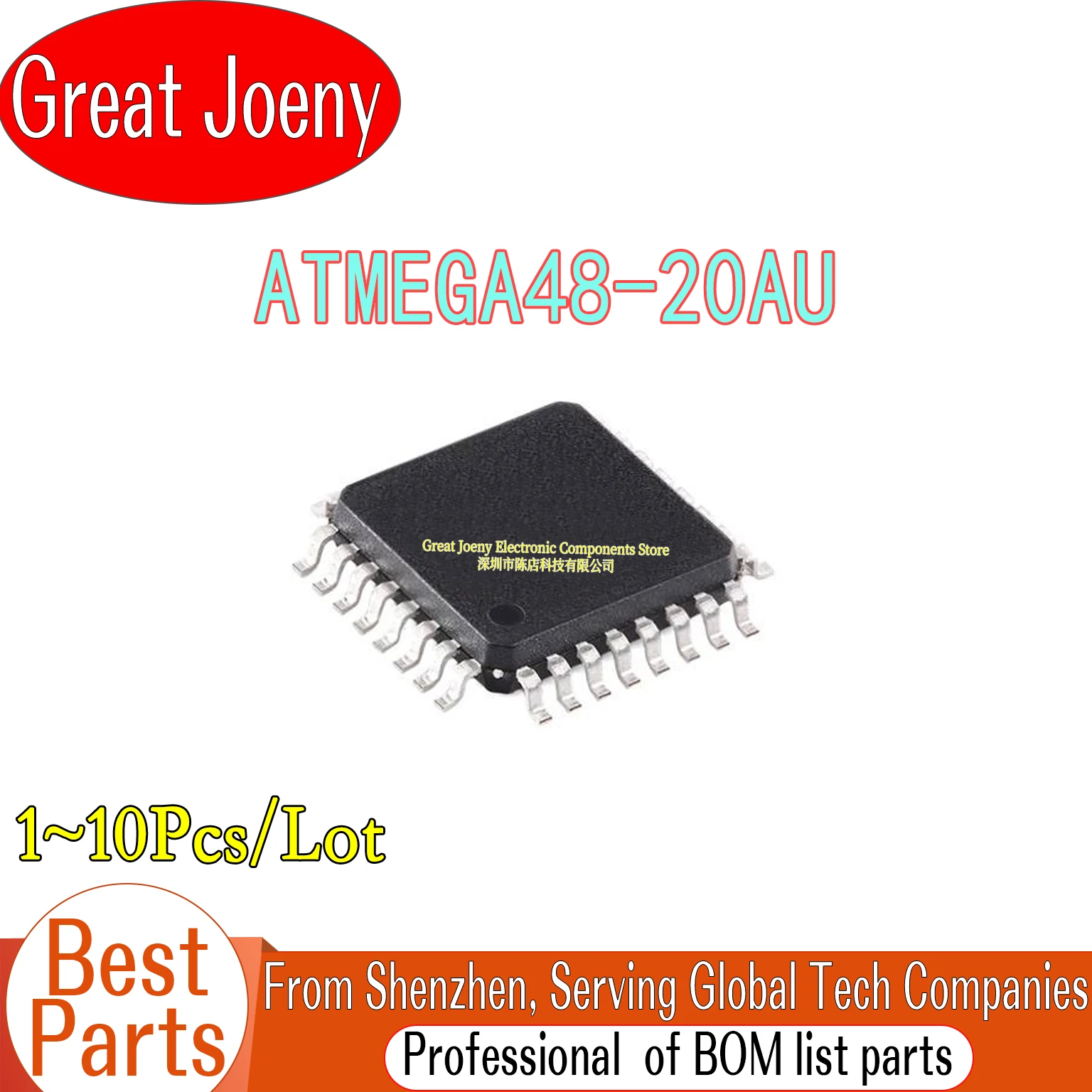 

(1-10 Piece)100% New ATMEGA48 ATMEGA48-20AU IC MCU Chipset TQFP-32