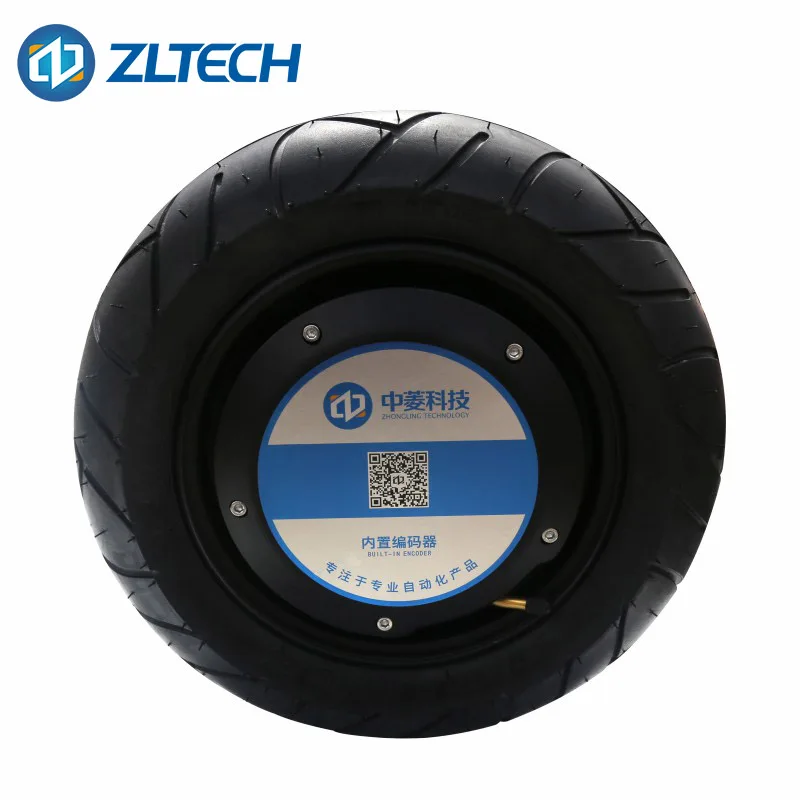 CE Low Speed 14inch 24V 48V 200RPM 200kg Load Electric Brushless AGV Drive DC Wheel Hub Servo Motor For Inspection Robot