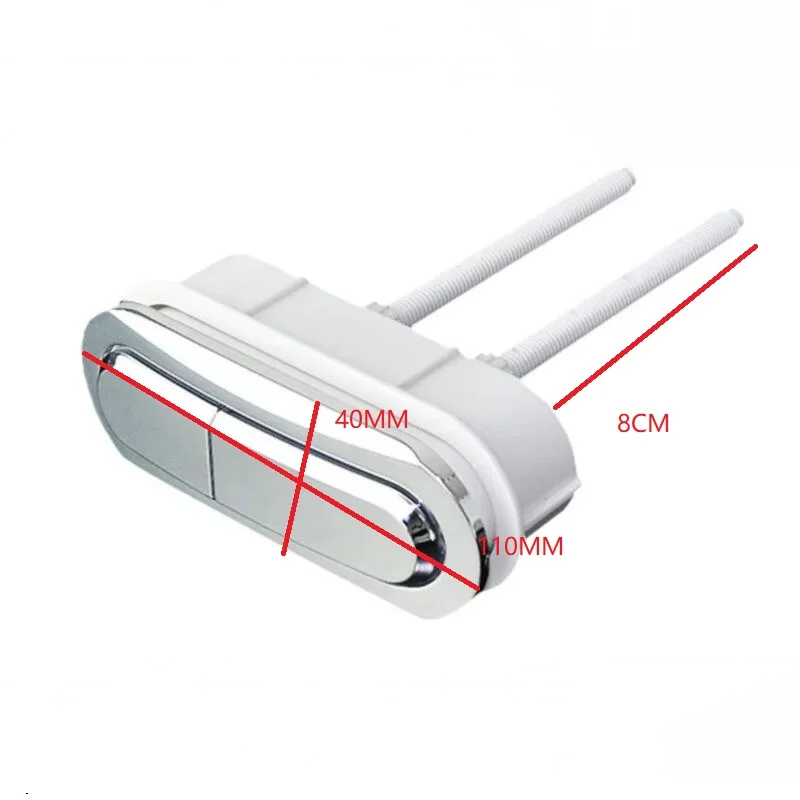 110X40mm Chrome plated  Oval Elongated Shape Toilet Push plastic Button for Rectangle Hole