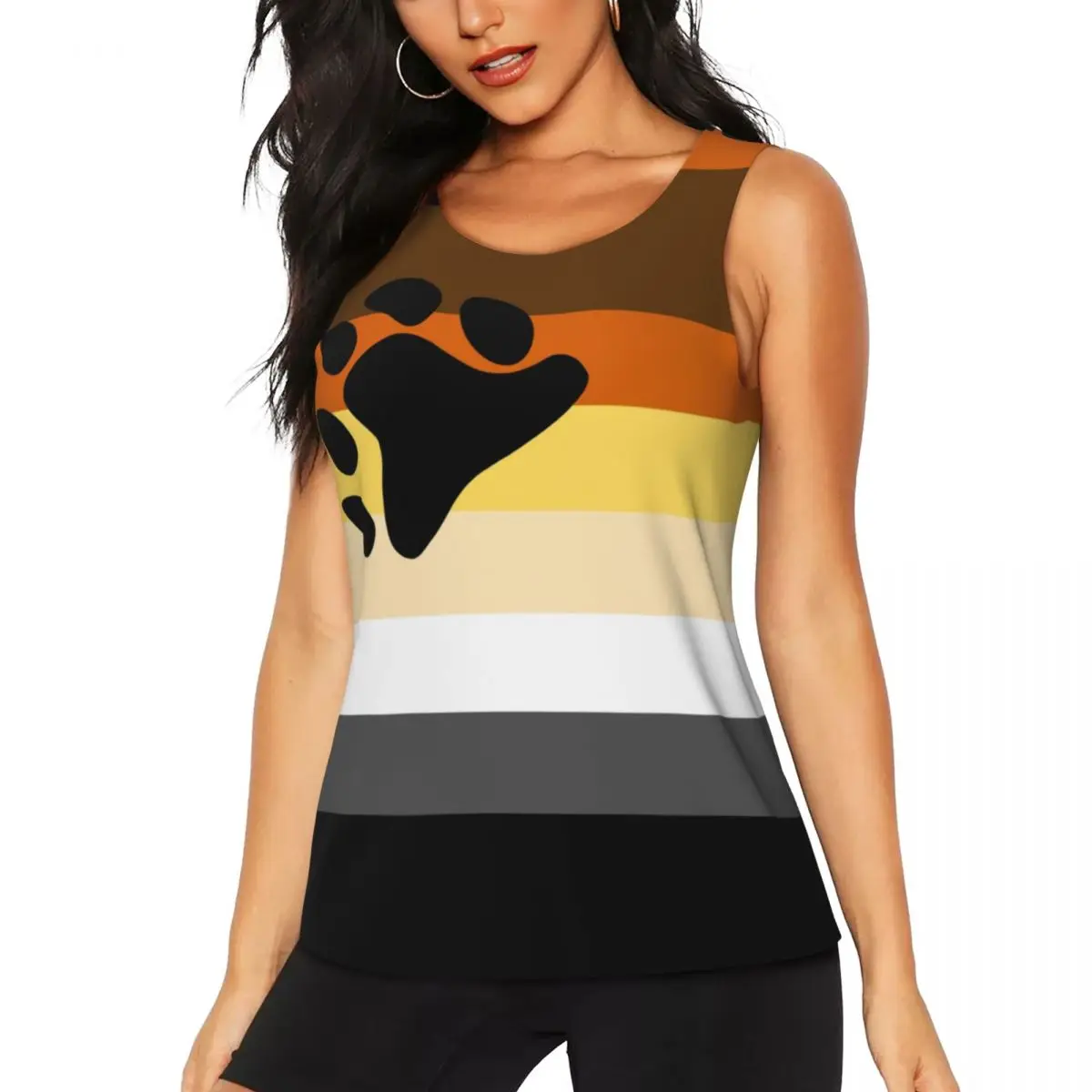 Custom Bear Pride Flag Yoga Shirt for Women GLBT LGBT Gay Paw Gym Workout Running Tank Tops