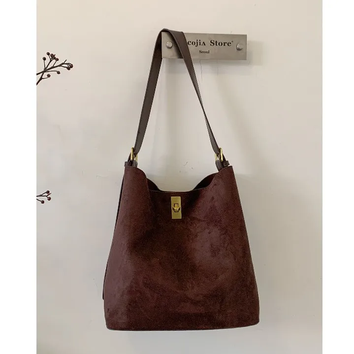 2025 가을 겨울 넉넉한 토트백 럭셔리 버킷백 여성용, 대용량 숄더백, 텍스처드 탑 핸들 토트백 다용도