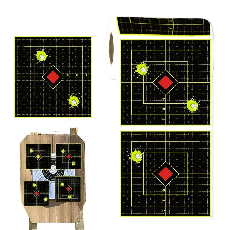 Gama de objetivos contra salpicaduras, 100 hojas, pegatinas de objetivo reactivas, portería contra salpicaduras de 6 pulgadas, ver fácilmente tus disparos, ráfaga fluorescente brillante