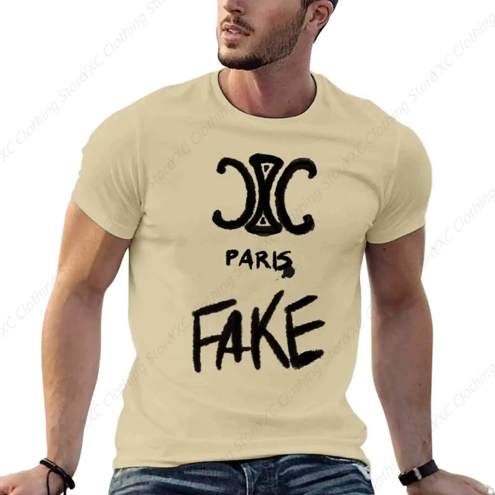 T-shirt For Fake French Logo T-shirt summer top aesthetic clothes mens t shirts casual stylish