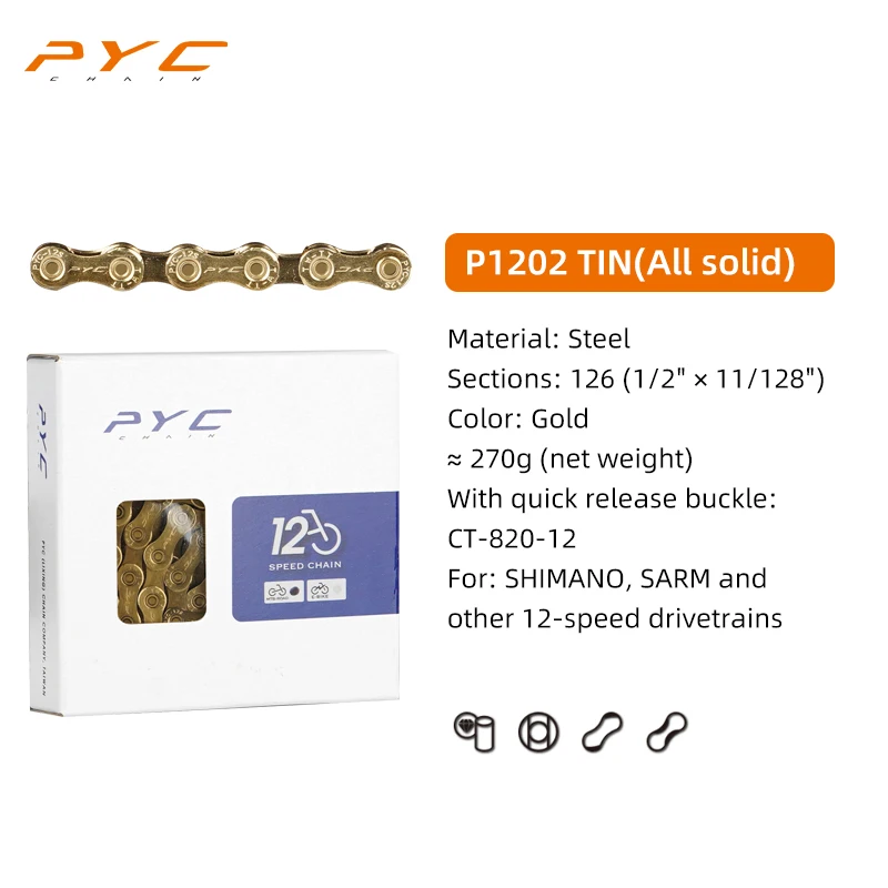 PYC Fietsketting Chroom Harden & Mushroom Pin Klinktechnologie voor Shimano, SARM, 10 11 12 Speed Aandrijflijnen Fietsen Onderdeel