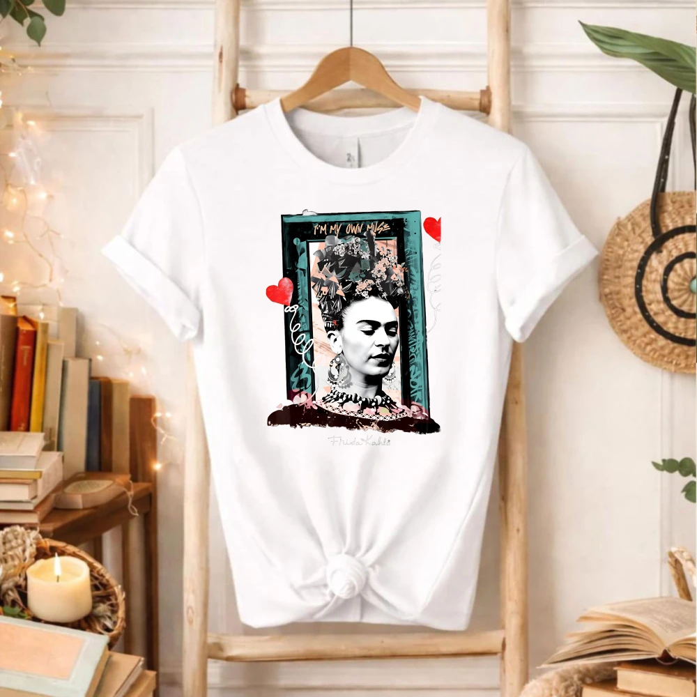 I Am My Own Muse Frida Kahlo Collage T-Shirt Feminist Mexican Artist Graphic Tee Art Lover Gift for Frida Fans Short-sleev