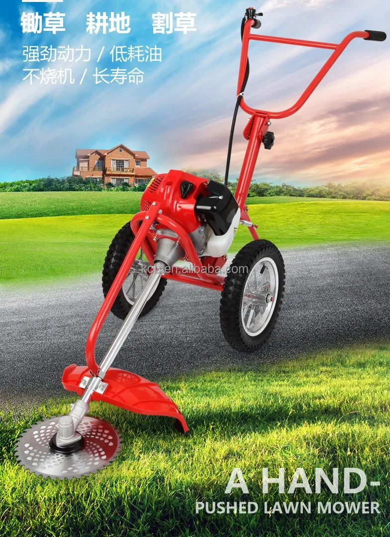 hand push gasoline lawn mower multi-functional small weeding machine hand-held soil scarifier