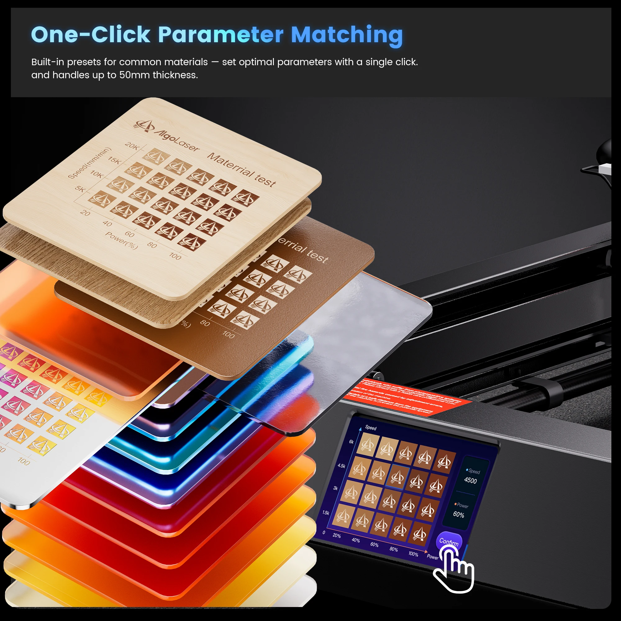 Algolaser Alpha MK2 40W Laser Engraver With 3.5”Touch Screen Automatc Air Assist Desktop Woodworking Cutter Metal Acrylic Print