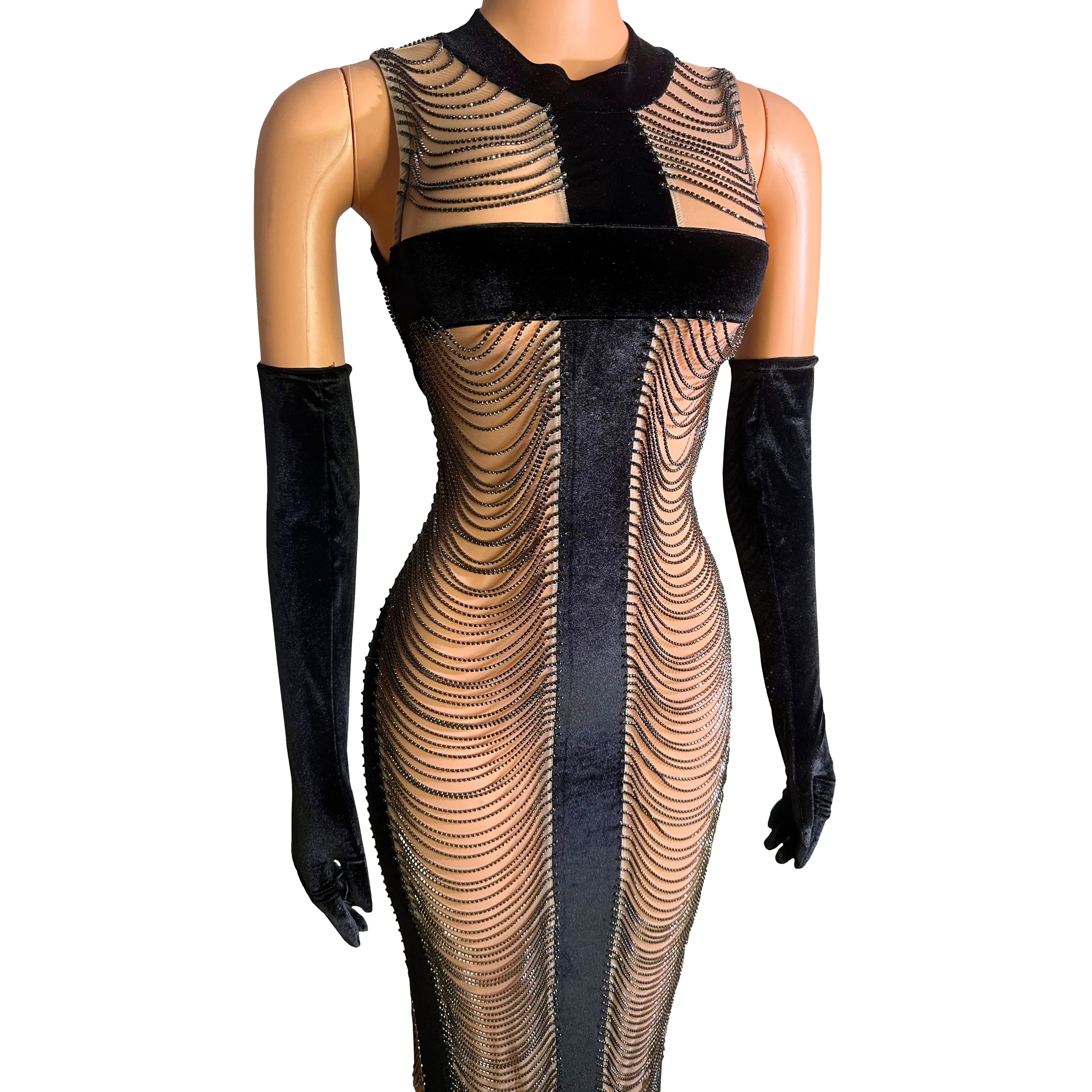 Sukienka ceremonialna damska brązowa strój do tańca gogo elegancki strój festiwalowy na imprezę dla piosenkarki na występy sceniczne odzież yj308