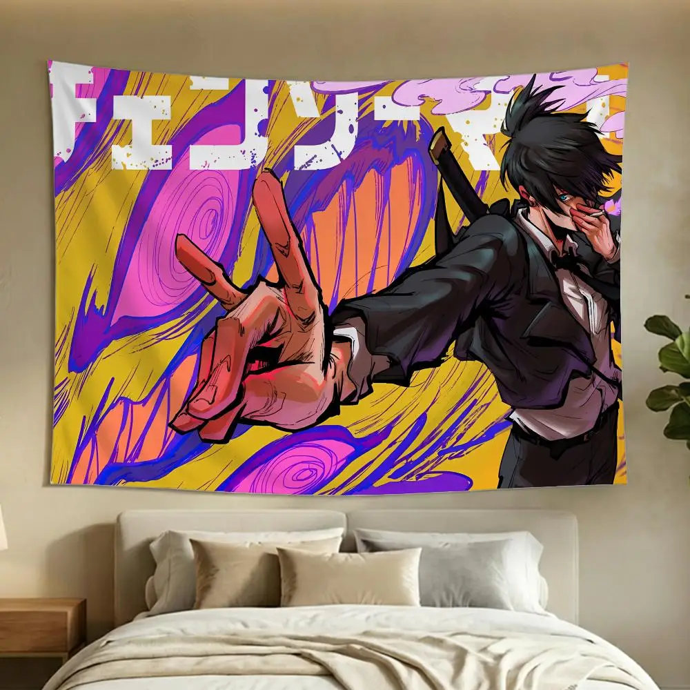 Tapiz con Personajes de Anime C-Chainsaw Mans, Tapiz Suave para Decoración de Paredes de Sala de Estar, Dormitorio y Hogar