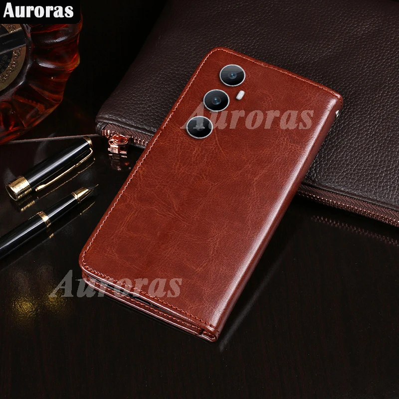 

Auroras For Realme C65 5G Flip Case Card Pocket Wallet Magnetic Leather Back Cover For Realme C67 C63 C61 Shell