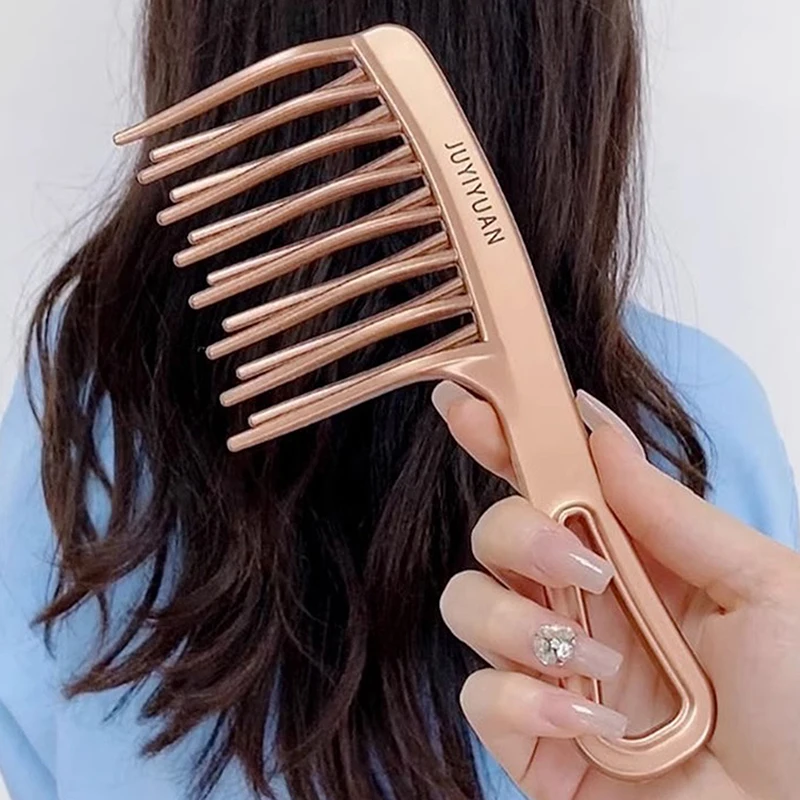 Pente de dente grande de fileira dupla, dente largo para mulheres, permanente especial, encaracolado, plástico, grande, fofo, longo, pente de estilo de cabelo, salão de beleza