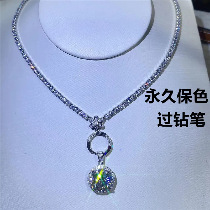 

Collectible Moissanite PT950 Platinum 5 Carat Necklace Pendant Fashion for Women, high brilliance jewelry for collection lovers