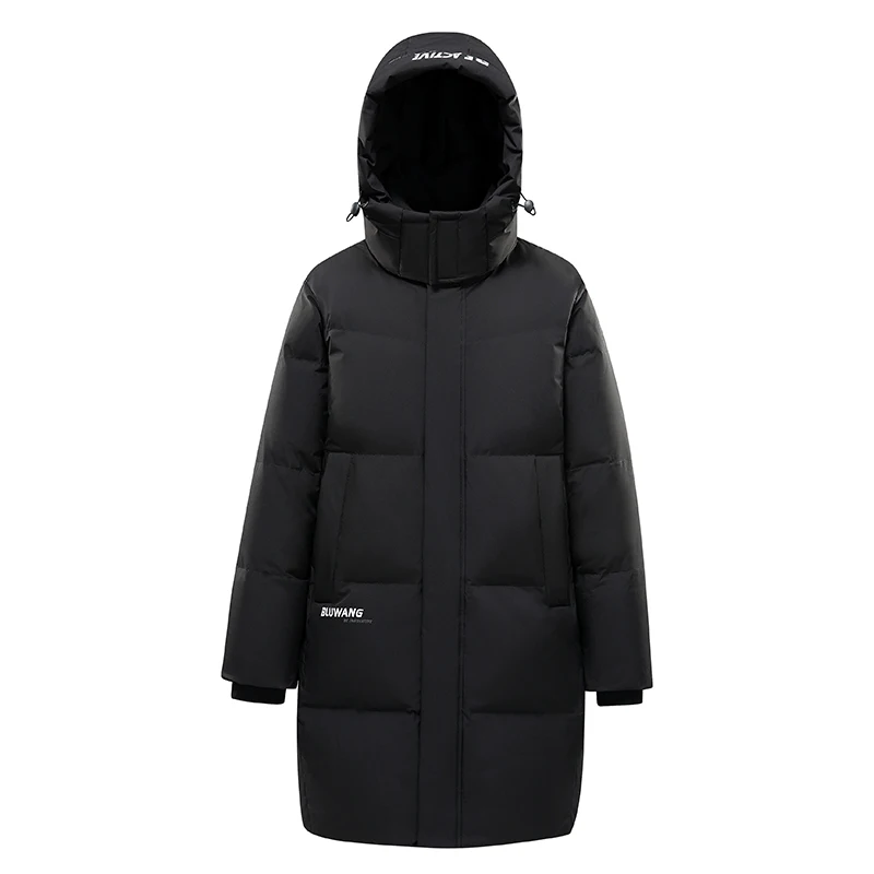 

2025 Winter New Mid-Length down Jaet Couple Sle Thiened Hooded Youth Simple Faion Trendy Men's Women's Polyester Fiber