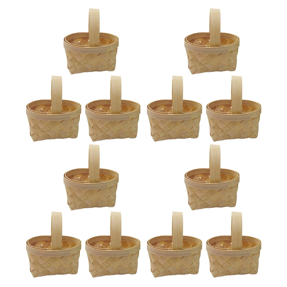 

12pcs Chocolate Candy Basket Mini Woven Shaped Kids Toy Storage Small Picnic Handmade Quality Smooth Lines Birthday Parties