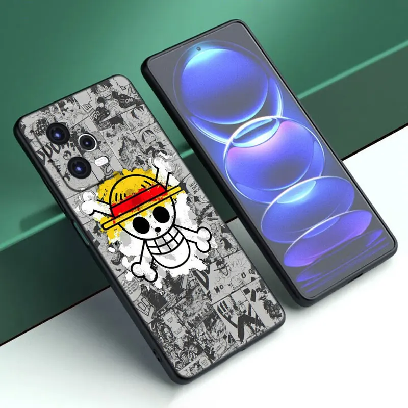 One Piece Monkey D. Luffy Cartoon Cover Black Case For Xiaomi Mi POCO X6 Pro 5G F5 M6 X5 X4 Pro X3 NFC M5 M4 M3 F2 Pro F4 F3 GT