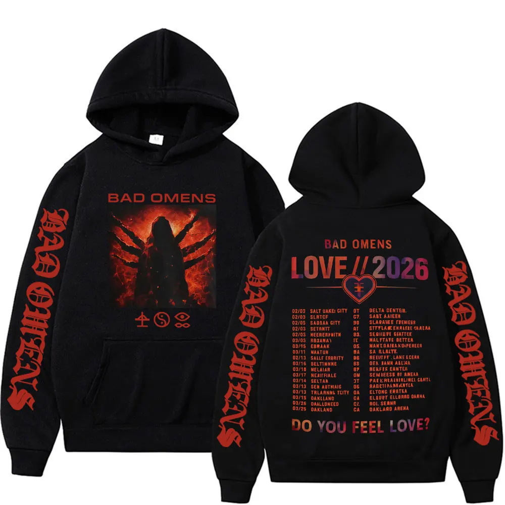 Band Bad Omens Do You Feel Love Love 2026 Tour Hoodies Men's Clothes Fashion Vintage Pullovers Fleece Loose Oversized Sweatshirt