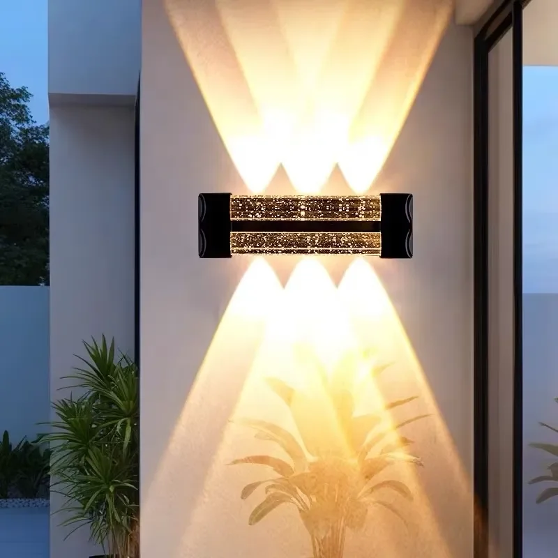 Modern Outdoor Wall Lights Exquisite Crystal 14W 18W 24w Up and Down Lighting Outdoor Lights Wall Mounted