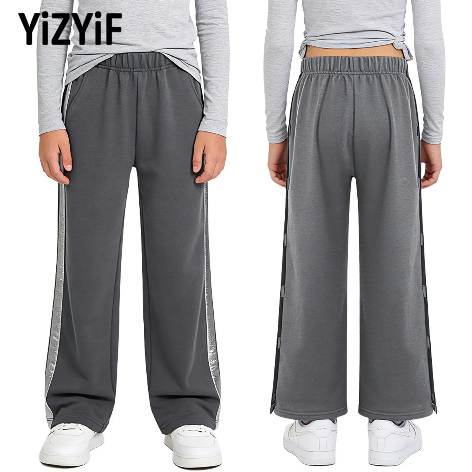 

Children Basketball Sports Pants Boys Tear Away Hook-And-Loop Fastener Sweatpants Athletic Pants Special Needs Adaptive Clothing