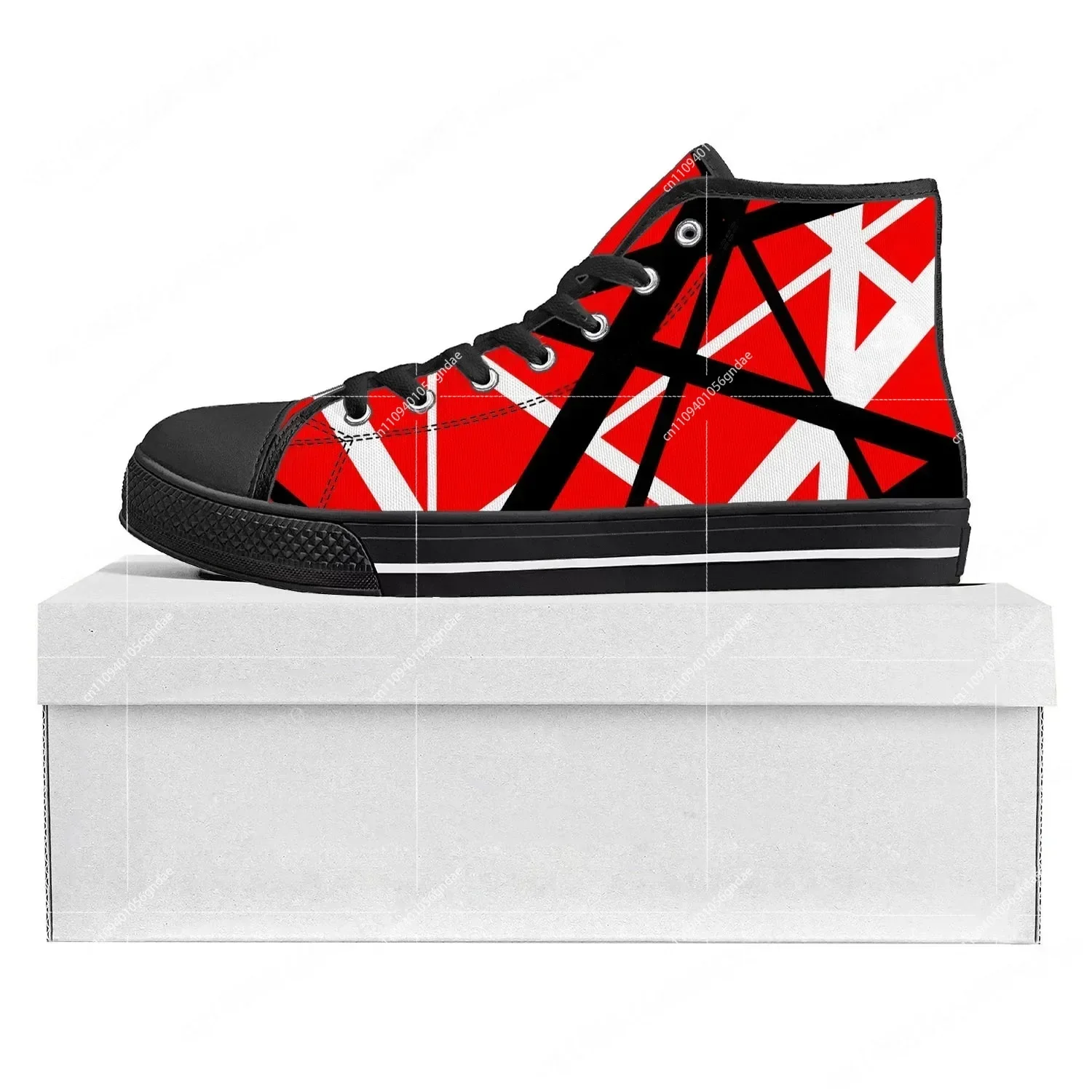 Van Halen 5150 Stripe Metal Rock Band High Top High Quality Sneakers Mens Womens Teenager Canvas Sneaker Couple Shoe Custom Shoe