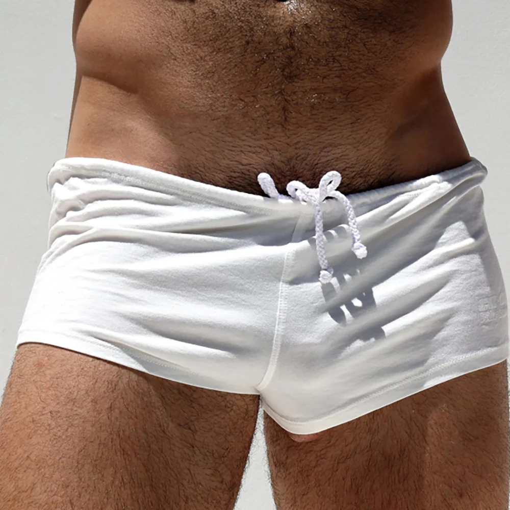 Men\'s Plain Casual Boxer Swim Underwear Summer Beach Swimming Pool Men Short Pants 2024 New Solid Color Male Trunks XS-2XL