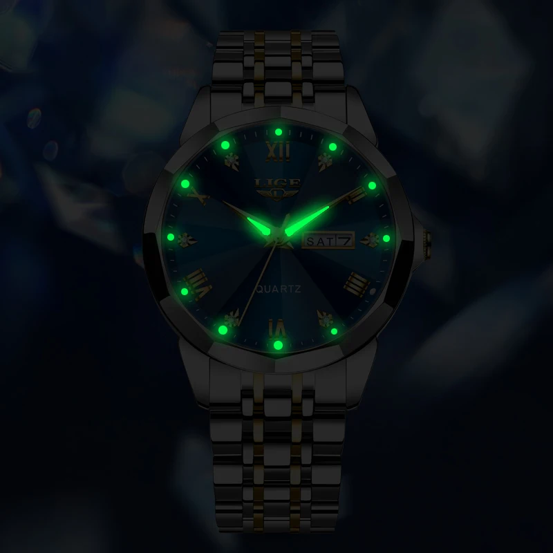 LIGE Fashion Women Watch Top Brand Luxury Creative Gold Steel Quartz Watches For Women Waterproof Sport Women's Bracelet Watch