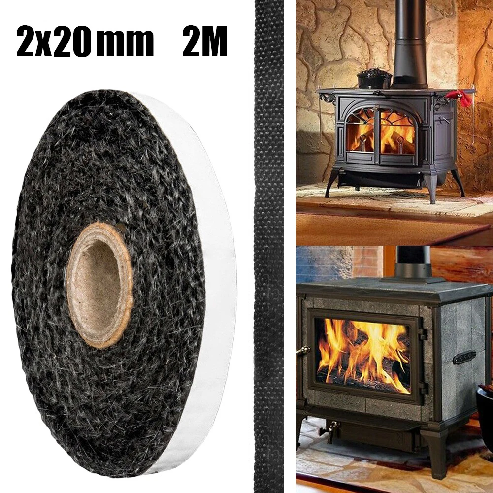 

1PC Flat Stoves Rope Self-Adhesive Fiberglass Fireplace Door Sealing Cord Replacement Gasket Tape 10/15/20mm Width 2m Length
